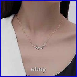 1.00 Ct Round Cut Simulated Diamond Angel Wings Pendent 14k White Gold Plated