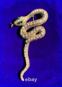 1.00 Ct Round Real Moissanite Snake Brooch Pin Yellow Gold Silver Plated