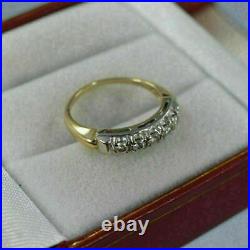 1.00Ct Round Cut Real Moissanite Vintage Wedding Band in 14k Yellow Gold Plated