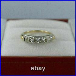 1.00Ct Round Cut Real Moissanite Vintage Wedding Band in 14k Yellow Gold Plated