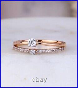 1.10Ct Round Cut Real Moissanite Engagement Ring 14K Rose Gold Plated Silver