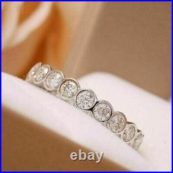 1.20Ct Round Moissanite Lab Created Bezel Set Ring 14K White Gold Plated Silver