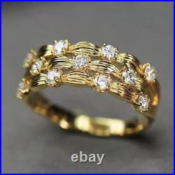 1.40Ct Round Real Moissanite Vintage Eternity Wedding Band 14KYellow Gold Plated