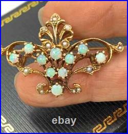 1.50Ct Fire Opal Vintage Round Cut Women's Brooch Pin 14K Yellow Gold Plated