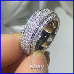 1.50Ct Round Cut Moissanite Cluster Wedding Band Ring 14K White Gold Plated