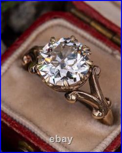 1.90 Ct Round Moissanite Women's Art Deco VINTAGE Ring In 14K Yellow Gold Plated