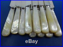 10 Vintage Mother of Pearl Matching Luncheon Knives 8 7/8 (#1530)