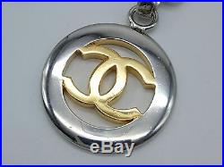 100%Auth CHANEL Vintage Necklace 97A CC COCO Medallion Gold Silver Plated