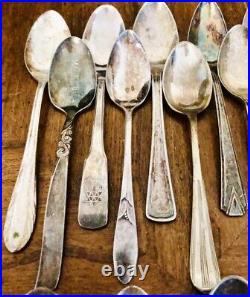 100 Vintage Antique Silver Plated Teaspoons No Monograms Mixed Lot