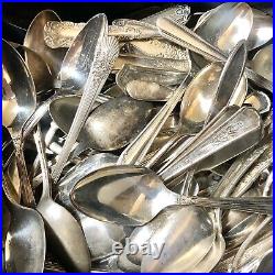 100 Vintage Antique Silver Plated Teaspoons No Monograms Mixed Lot