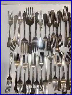 100 Vintage Silverplate Flatware Lot Of Forks Mixed Lot Of Sizes (sp 4)