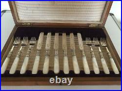 12 Piece Canteen Of Silver Plated & Mother Of Pearl Dessert Cutlery (mop T4x)