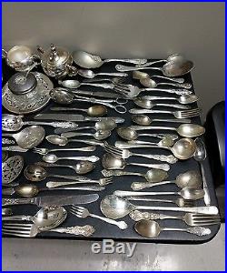 137pc Lot Vintage Unique Silverplate Flatware & Holloware for Crafts & Jewelry
