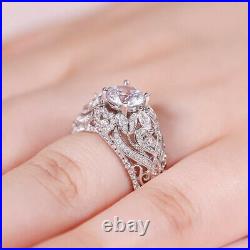 14K Gold Plated 1.2CT Simulated Diamond Vintage Lace Design Engagement Ring