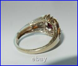 14K White Gold Plated Lab-Created Garnet And Diamond Women's Ring 2 Ct