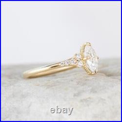 14K Yellow Gold Plated 2.50CT Oval Cut Moissanite Cluster Anniversary Gift Ring