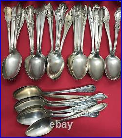 150 Pc Silverplated 6 TEASPOONS Antique to Vintage Pattern Mix