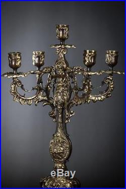 17 Pair of Antique Bronze Candelabras 5 Tier 2 Baroque Vintage Candle Holders