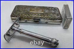 1911 Gillette ABC Pocket Edition Safety Razor Silver Plated Rare Vintage