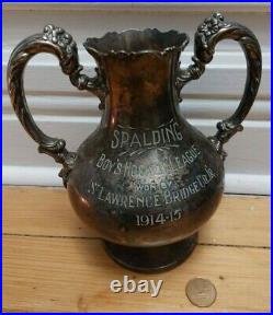 1914-15 Spalding Hockey Trophy Silver Plate Antique Vintage St. Lawrence Canada