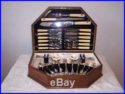 1955 Viners of Sheffield Vintage 55pce Cutlery set in box with key