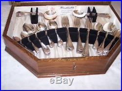 1955 Viners of Sheffield Vintage 55pce Cutlery set in box with key