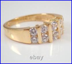 1Ct Round Cut Real Moissanite Vintage Wedding Band 14K Yellow Gold Silver Plated