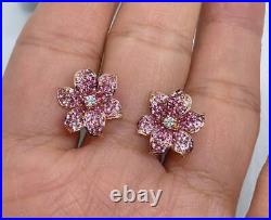 2.00Ct Round Cut Natural Pink Sapphire Stud Earrings 14K Rose Gold Silver Plated
