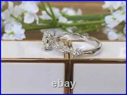 2.00ct Round Cut Art Deco Moissanite Vintage Promise Ring 14k White Gold Plated