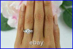 2.30Ct Round Cut Moissanite Bridal Engagement Ring 14K White Gold Plated Silver