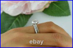 2.30Ct Round Cut Moissanite Bridal Engagement Ring 14K White Gold Plated Silver