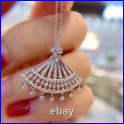 2.30Ct Round Cut Moissanite Vintage Style Pendant 14K White Gold Silver Plated