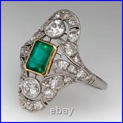 2.40Ct Lab-Created Emerald/Diamond Vintage Wedding Ring 14K Two Tone Gold Plated