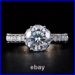 2.40Ct Round Cut Moissanite Vintage Engagement Ring Two Tone Gold Plated Silver