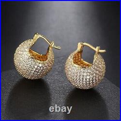 2.45 Ct Round Cut Created Diamond Ball Shape Hoop Earring 14K Yellow Gold Plated