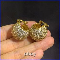 2.45 Ct Round Cut Created Diamond Ball Shape Hoop Earring 14K Yellow Gold Plated