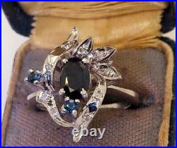 2.50 Ct Oval Cut Simulated Sapphire Wedding Vintage Ring 14k White Gold Plated