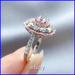 2.50Ct Cushion Cut Simulated Pink Sapphire Engagement Ring 14K White Gold Plated