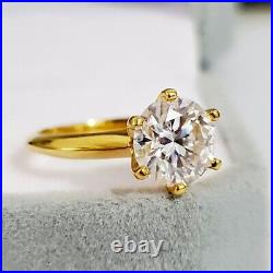 2 CT Round Cut Simulated solitaire Engagement Ring Yellow Gold Plated