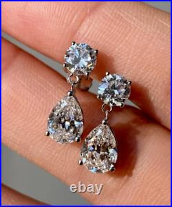 2 Ct Lab Created Diamond 14k White Gold Plated Women's Drop Dangle Earrings