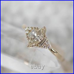 2 Ct Marquise Cut Moissanite Women's Vintage Wedding Ring 14K Yellow Gold Plated