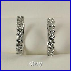 2. Ct Round Cut Real Moissanite Huggie Hoop Earrings 14K White Gold Plated Silver