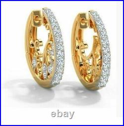 2 Ct Round Cut Simulated Diamond Vintage Hoop Earrings In 14k Yellow Gold Plated