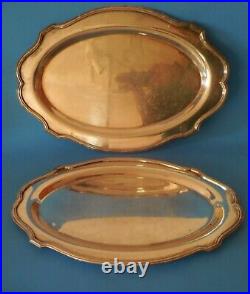 2 Matching LBS Co Heavy, Oval Silver Plate Platters, Vintage/Possibly Antique