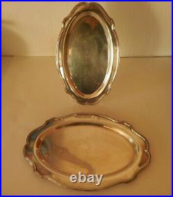 2 Matching LBS Co Heavy, Oval Silver Plate Platters, Vintage/Possibly Antique