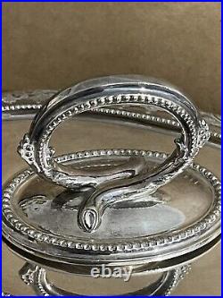 2 X Antique Silver Plated Serving Dishes With Lids 3 Part Heavy Great Quality