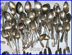 20 Lbs Lot, 226 Pcs Vtg Silverplate Flatware Scrap, Crafts, Forks, Spoons, Knives