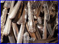 200 Pc. Vintage Lot of Silver Plate Silverware, Mixed Patterns, Mixed Pieces, Box 3