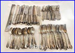 24 Vintage Assorted Mixed Silverplate 4-Piece Place Settings