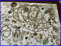 251 g. Scrap and Wearable 925 Sterling Silver Vintage Jewelry Lot Gold Plated